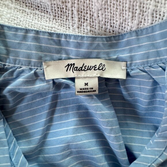 Madewell Striped Long Sleeve Blouse - Blue & White - Picture 3 of 3